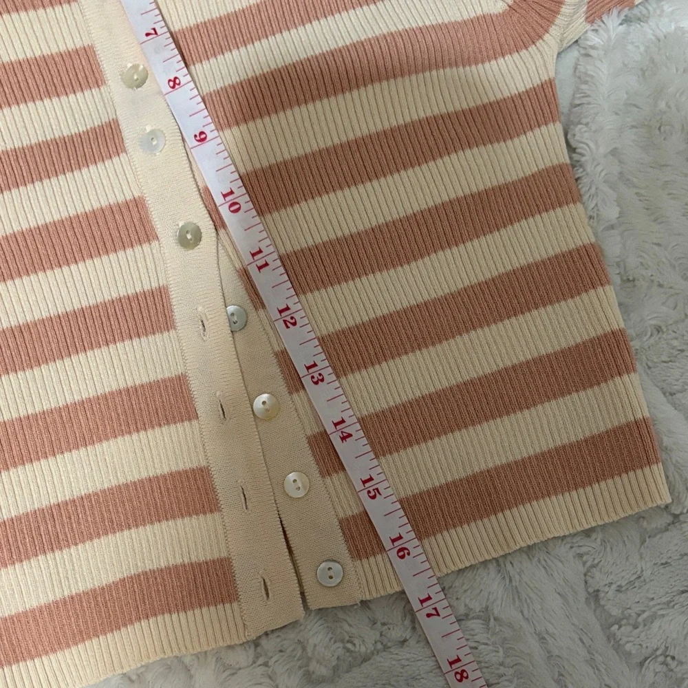 Zara Cream and Tan Striped Cardigan - Picture 4 of 8